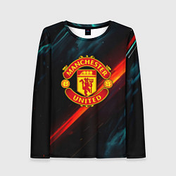 Лонгслив женский Манчестер Юнайтед абстракция, цвет: 3D-принт