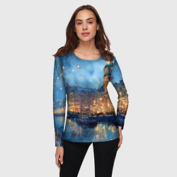Лонгслив женский Зимняя ночь Санкт-Петербурга, цвет: 3D-принт — фото 2