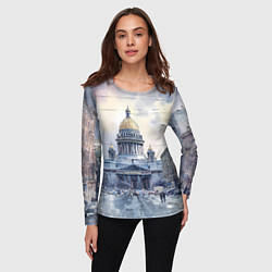 Лонгслив женский Санкт-Петербург зимний город, цвет: 3D-принт — фото 2