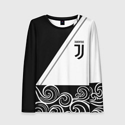 Лонгслив женский Ювентус геометрия полосы текстура, цвет: 3D-принт