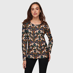 Лонгслив женский Новогодние коты всадники на лошади, цвет: 3D-принт — фото 2