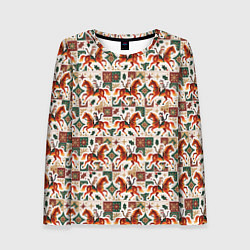 Лонгслив женский Винтажные коты всадники на лошади, цвет: 3D-принт