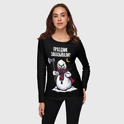 Лонгслив женский Монстр снеговик с топором, цвет: 3D-принт — фото 2