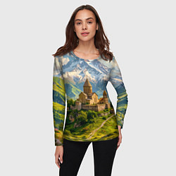 Лонгслив женский Храм у подножия вечных вершин, цвет: 3D-принт — фото 2