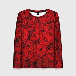 Лонгслив женский Красные розы, цвет: 3D-принт