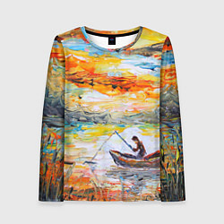 Лонгслив женский Рыбак на лодке, цвет: 3D-принт
