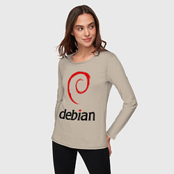 Лонгслив хлопковый женский Debian, цвет: миндальный — фото 2