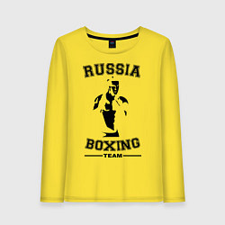 Лонгслив хлопковый женский Russia Boxing Team, цвет: желтый