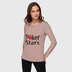 Лонгслив хлопковый женский Poker Stars, цвет: пыльно-розовый — фото 2