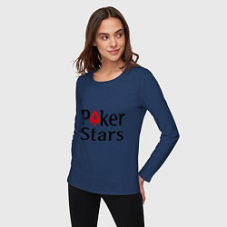 Лонгслив хлопковый женский Poker Stars, цвет: тёмно-синий — фото 2