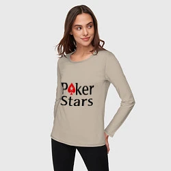 Лонгслив хлопковый женский Poker Stars, цвет: миндальный — фото 2