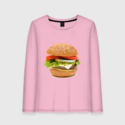 Лонгслив хлопковый женский Гамбургер, цвет: светло-розовый