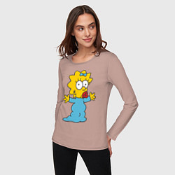 Лонгслив хлопковый женский Maggie Simpson, цвет: пыльно-розовый — фото 2