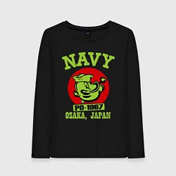 Лонгслив хлопковый женский Navy: Po-1967, цвет: черный