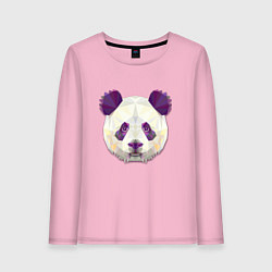 Лонгслив хлопковый женский Полигональная панда, цвет: светло-розовый