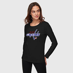 Лонгслив хлопковый женский Washington Capitals, цвет: черный — фото 2