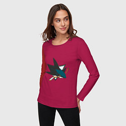 Лонгслив хлопковый женский San Jose Sharks, цвет: маджента — фото 2