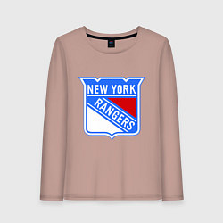 Лонгслив хлопковый женский New York Rangers, цвет: пыльно-розовый