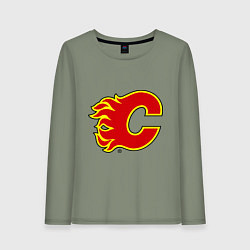 Лонгслив хлопковый женский Calgary Flames, цвет: авокадо