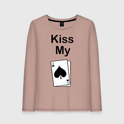 Лонгслив хлопковый женский Kiss my card, цвет: пыльно-розовый