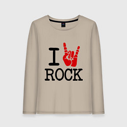 Лонгслив хлопковый женский I love rock, цвет: миндальный