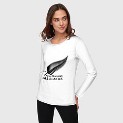 Лонгслив хлопковый женский New Zeland: All blacks, цвет: белый — фото 2