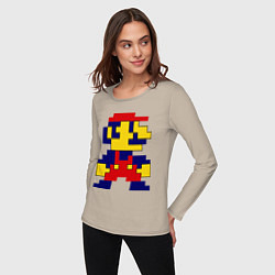 Лонгслив хлопковый женский Pixel Mario, цвет: миндальный — фото 2