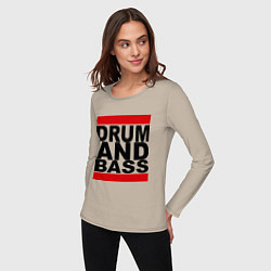 Лонгслив хлопковый женский Drum and bass, цвет: миндальный — фото 2