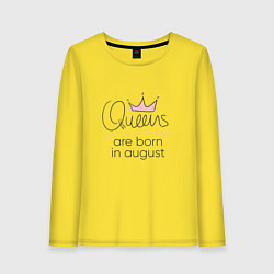 Лонгслив хлопковый женский Королевы рождаются в августе, цвет: желтый