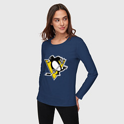 Лонгслив хлопковый женский Pittsburgh Penguins, цвет: тёмно-синий — фото 2