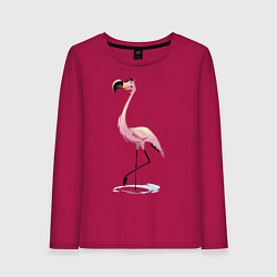 Лонгслив хлопковый женский Гордый фламинго, цвет: маджента