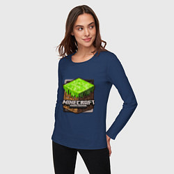 Лонгслив хлопковый женский Minecraft: Pocket Edition, цвет: тёмно-синий — фото 2