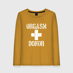 Лонгслив хлопковый женский Orgasm + donor, цвет: горчичный