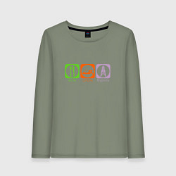 Лонгслив хлопковый женский Есть, спать, бурить, цвет: авокадо