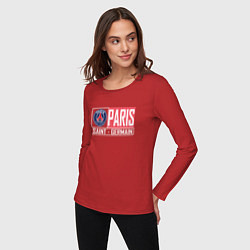 Лонгслив хлопковый женский Paris Saint-Germain - New collections, цвет: красный — фото 2