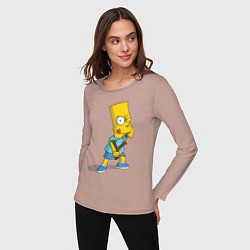 Лонгслив хлопковый женский Bart Bully, цвет: пыльно-розовый — фото 2