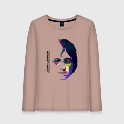 Лонгслив хлопковый женский John Lennon: Techno, цвет: пыльно-розовый