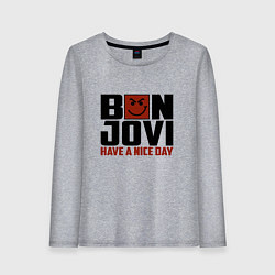 Лонгслив хлопковый женский Bon Jovi: Nice day, цвет: меланж