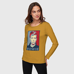 Лонгслив хлопковый женский Bowie Poster, цвет: горчичный — фото 2