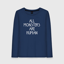 Лонгслив хлопковый женский All Monsters Are Human, цвет: тёмно-синий