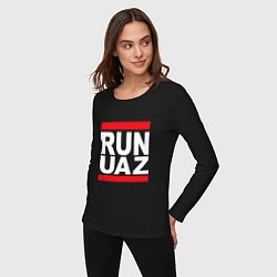 Лонгслив хлопковый женский Run UAZ, цвет: черный — фото 2