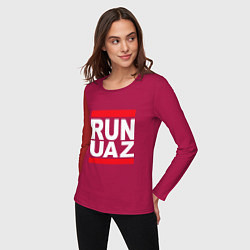 Лонгслив хлопковый женский Run UAZ, цвет: маджента — фото 2