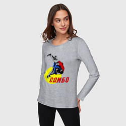 Лонгслив хлопковый женский Спортивное самбо, цвет: меланж — фото 2