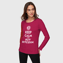 Лонгслив хлопковый женский Keep Calm & Buy Bitcoin, цвет: маджента — фото 2