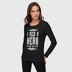 Лонгслив хлопковый женский Skillet: I need a Hero, цвет: черный — фото 2