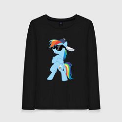 Лонгслив хлопковый женский Крутая пони, цвет: черный
