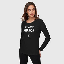 Лонгслив хлопковый женский Black Mirror: Loading, цвет: черный — фото 2