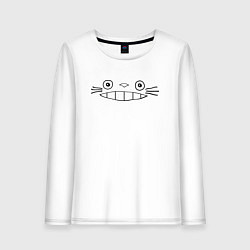 Лонгслив хлопковый женский Totoro face, цвет: белый