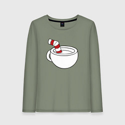 Лонгслив хлопковый женский Red Cuphead, цвет: авокадо