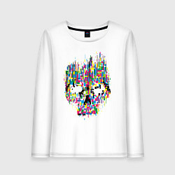 Лонгслив хлопковый женский Череп, цвет: белый